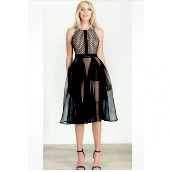 Elliatt | Dresses | Elliatt Convert Dress Sz Xs Black Mesh Halter Cocktail  Party Fit Flare | Poshmark